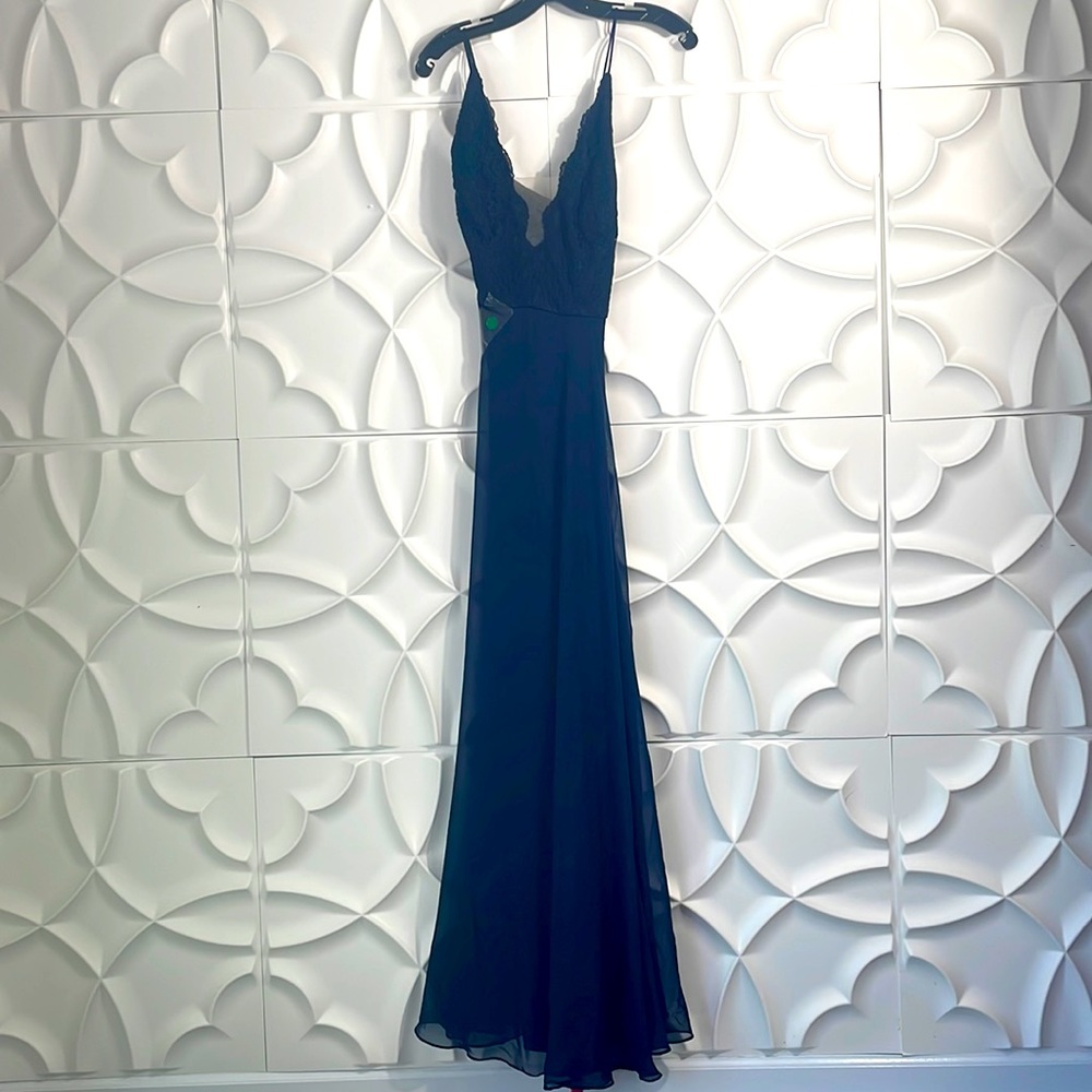 Dessy Collection Chiffon with Marquis Lace dress size 6.     AAA